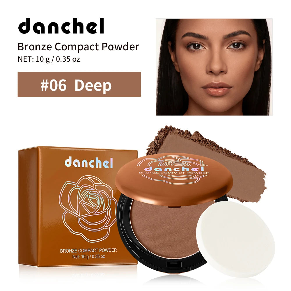 Polvo Compacto Mate Bronceado de Larga Duración, Control de Grasa, Define el Contorno Facial, Polvo Fijador con Acabado Mate Suave, Maquillaje Coreano