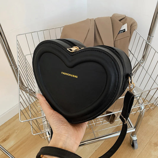 Gran oferta de bolsos cruzados con forma de corazón para mujer, bandoleras de piel sintética sólidas, bolsos de moda