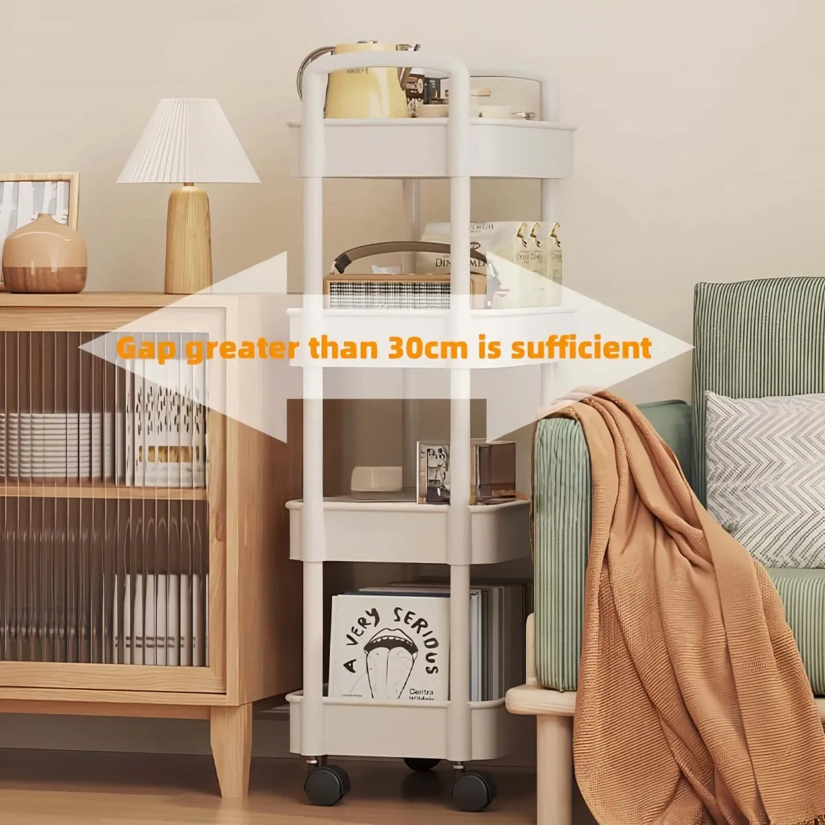 Carrito de almacenamiento de 4 niveles - carrito rodante multifuncional, adecuado para la cocina, el baño, la habitación de los niños, el dormitorio y más