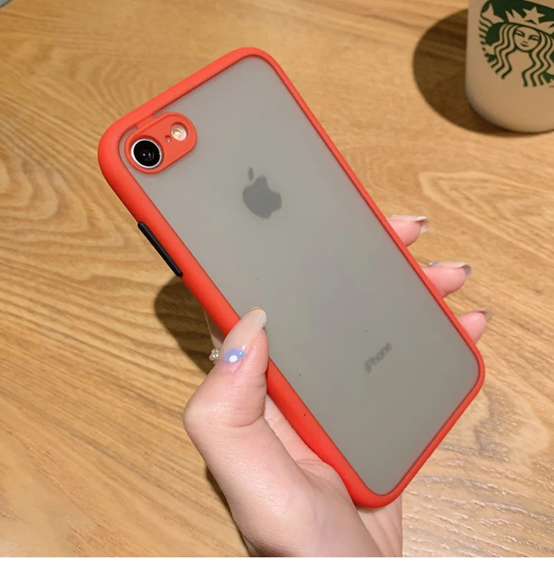 Funda anticaída 2 en 1 para iphone, carcasa protectora de poros finos, esmerilada, para iphone SE 2020, 7, 8, SE2, 2020, 2022