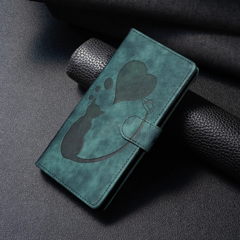 Funda tipo cartera de cuero con diseño de gato y mariposa para iPhone 17, 15, 16, 14, 13, 12, 11 Pro Max, iPhone 15 Plus