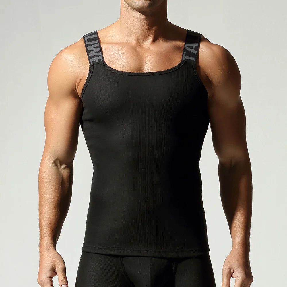 Camisetas sin mangas a la moda para hombre, chaleco deportivo de entrenamiento sin mangas, camisolas acanaladas con tirantes elásticos de Color sólido, camisetas interiores ajustadas