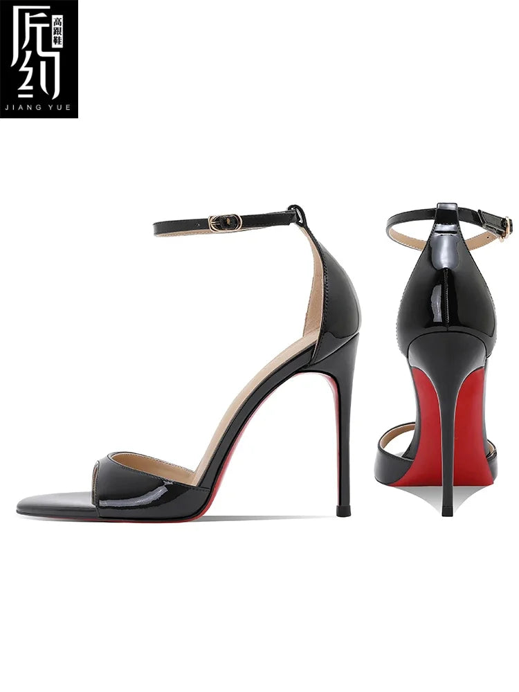 Novedad de verano, tacones altos color nude para mujer, tacones delgados, impresionante estilo princesa, sandalias de un botón con falda 33-46