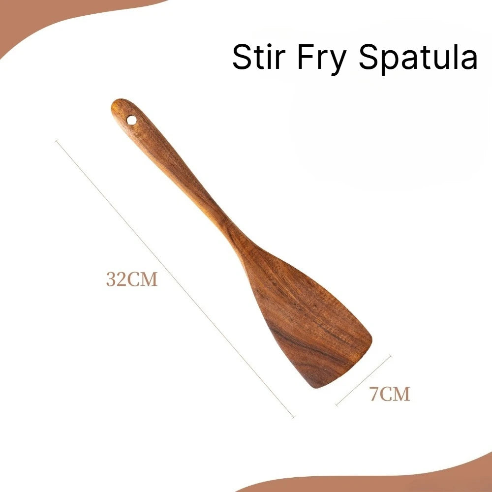 Juego de 5 Utensilios de Cocina de Madera Natural, Espátulas y Cucharas Antiadherentes, Regalo para Mamá en Acción de Gracias o Navidad, Accesorios de Cocina
