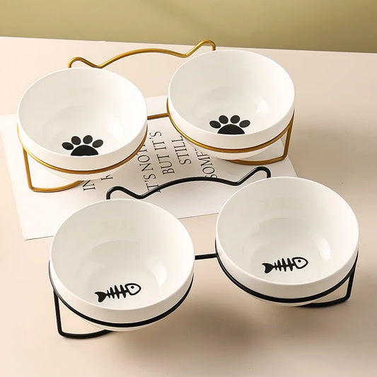 1-3 uds protección Cervical creativa suministros para mascotas tazón doble de cerámica para gatos tazón de cerámica para gatos tazón de comida tazón de comida para perros agua potable tazón de comida