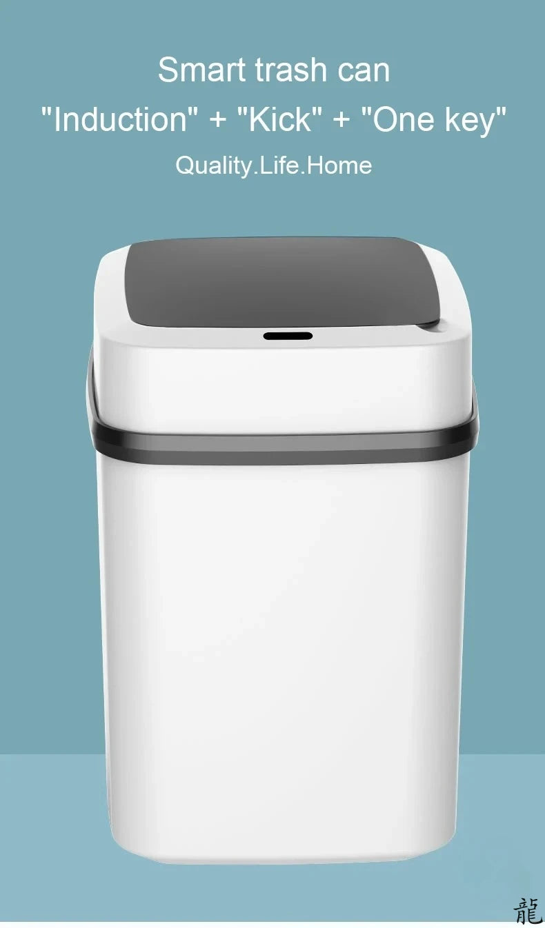 Cubo de basura inteligente de 13L para cocina y baño, con sensor táctil para inodoro