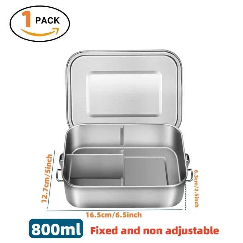 Lonchera de Acero Inoxidable 304, Hermética y a Prueba de Fugas, Bento Box de 1/2 Capas, Contenedores para Almacenamiento de Alimentos con Cierre para Adultos