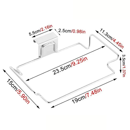 Estante de Cocina de Acero Inoxidable Sin Perforaciones con Soporte Colgante, Estante para Puerta de Armario con Almacenamiento para Paños y Bolsas de Basura