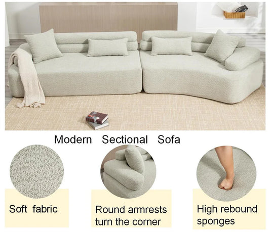 Sofá Modular de Tela con Compresión al Vacío, Sofá sin Estructura en Caja