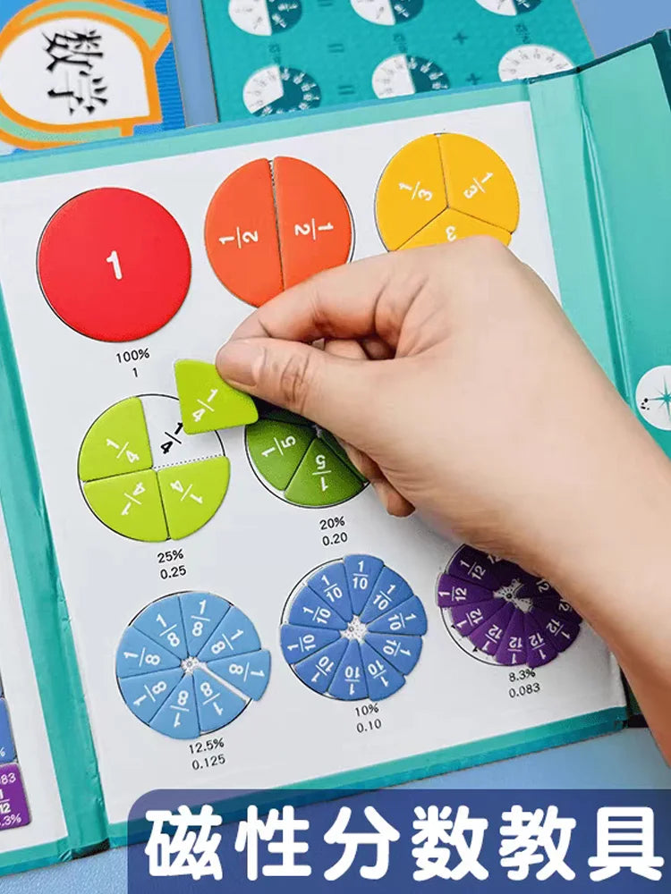 Rompecabezas Magnéticos de Fracciones para el Dominio de la Matemática, Aprendizaje Montessori con Divertidos Auxiliares de Enseñanza Aritmética, Material Educativo Cognitivo