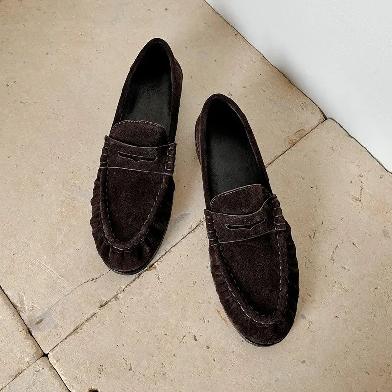 Mocasines para Dama Nuevo Modelo 2026 de Zapatos de Cuero para Mujer - Adecuados para Damas Sandalias de Mujer con Volantes Hechas a Mano Estilo Vintage