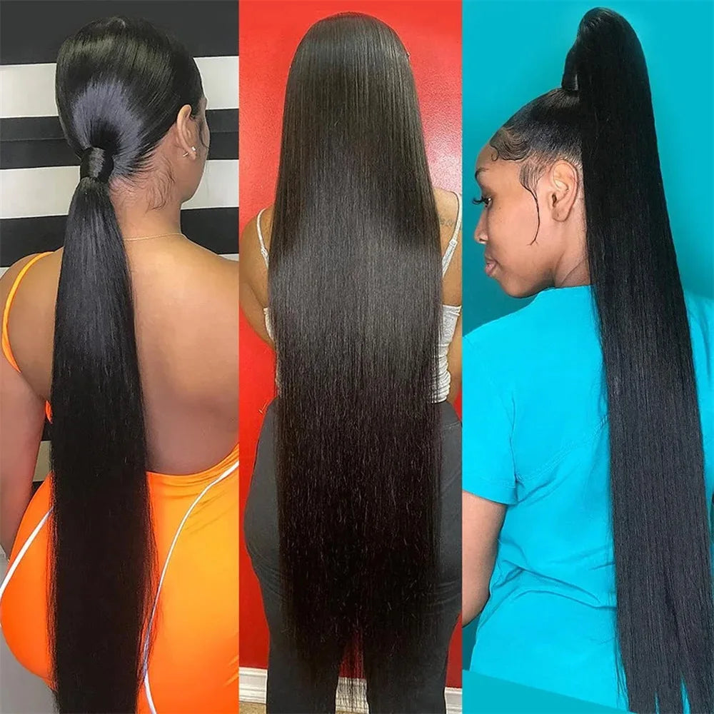 Extensiones de Cabello Humano Liso Natural Brasileño de 12-42 Pulgadas, Paquetes de Cabello Humano Remy de Color Natural