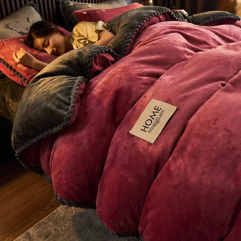 Funda nórdica de felpa para cama de pareja, colchas para cama individual, doble, Queen, King, Velvect, cálida y suave, nórdica, para invierno