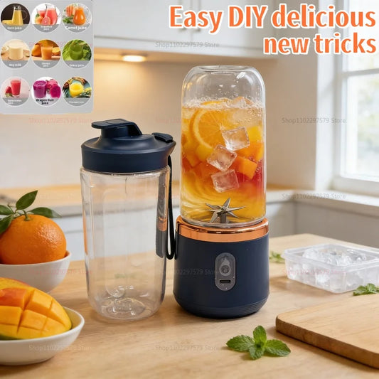 Licuadora Eléctrica Portátil de 6 Cuchillas, Máquina para Hacer Jugos y Smoothies, Trituradora de Hielo, Procesador de Alimentos Personal para Bebidas Frescas