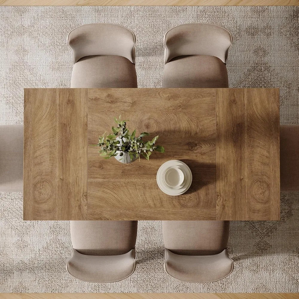 Mesa de Comedor de 55 Pulgadas para 4-6 Personas, Mesa Rectangular para Comedor con Patas Resistentes, Mesa de Madera para Cocina, Estilo Mid-Century