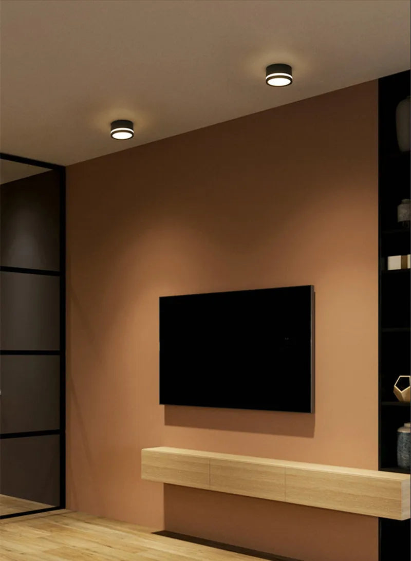 Luz de techo lámpara de punto redonda Led sala de estar Downlight montado en superficie AC220v luminaria luz decoración del hogar 7W 10W blanco cálido