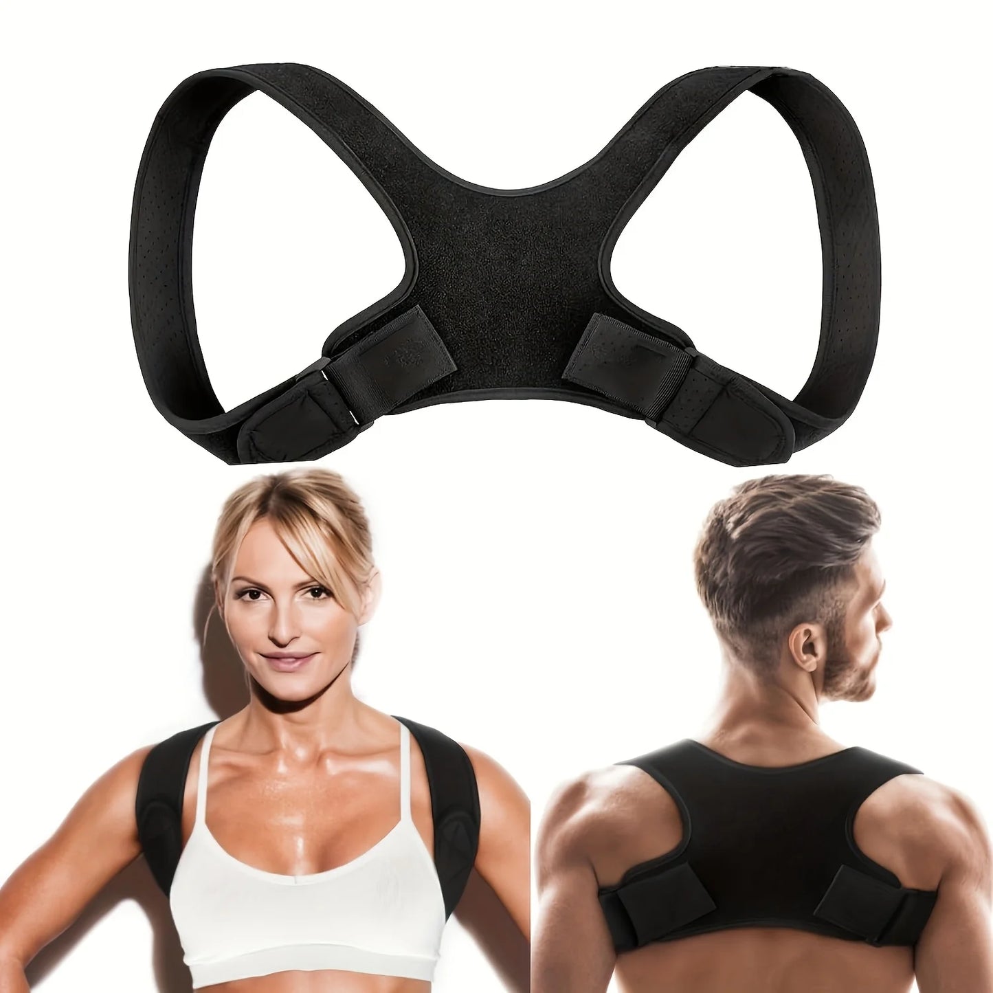 Corrector de postura ajustable, cinturón de soporte para espalda, transpirable, antideslizante, soporte ergonómico para una postura mejorada, adecuado para Sitti