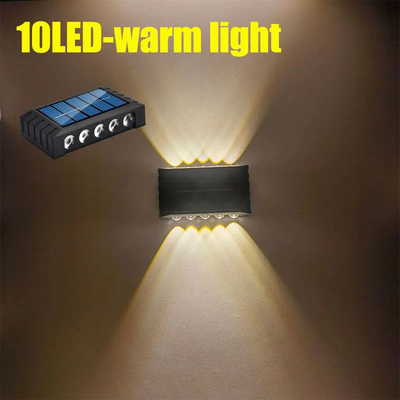 Lámpara Solar de pared de 4/6/8/10LED, decoración de calle para patio, luz impermeable para exteriores, iluminación luminosa arriba y abajo, lámpara de paisaje de jardín