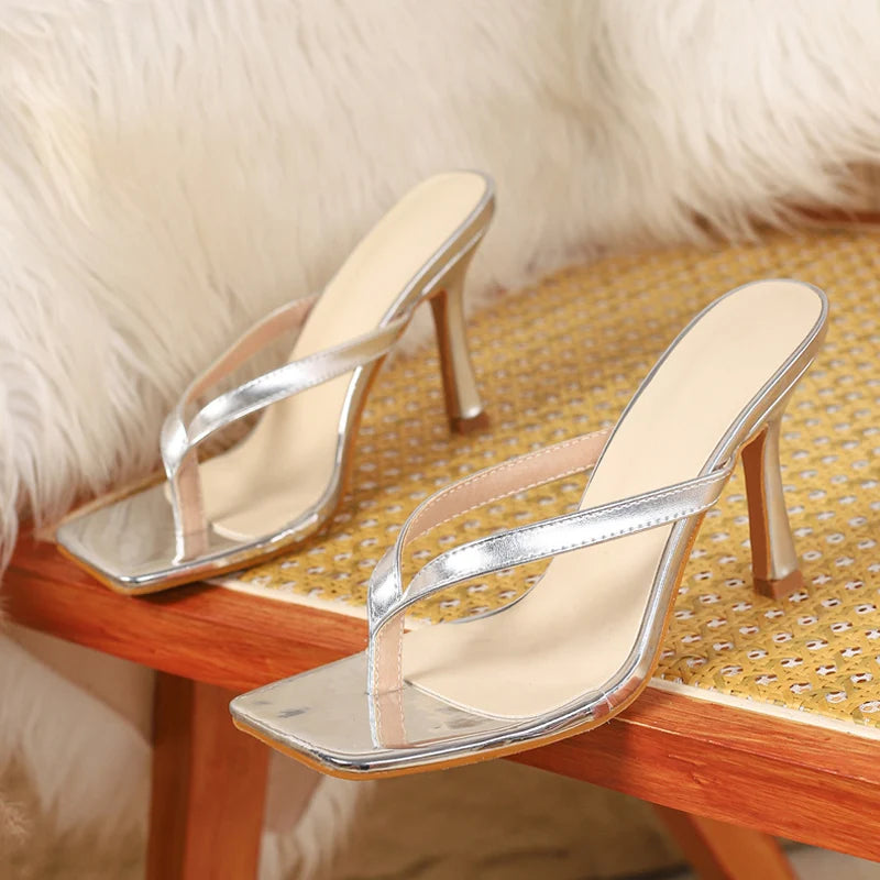 Liyke, moda de verano, zapatillas finas de tacón alto, chanclas de playa con Clip cuadrado para mujer, zapatos, sandalias de gladiador, chanclas para mujer