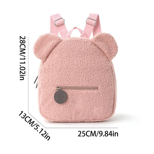 Mochila de felpa para niños, mochilas con orejas de oso a la moda, mochila de dibujos animados para niños, mochila de pana para niñas, regalo para niños