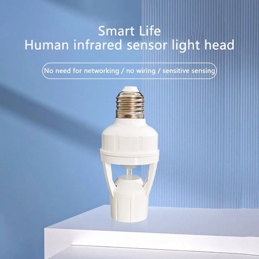 Base de lámpara Led con Sensor de movimiento, convertidor de enchufe E27, AC100-240V, adaptador de soporte de bombilla, interruptor ajustable, inducción humana PIR