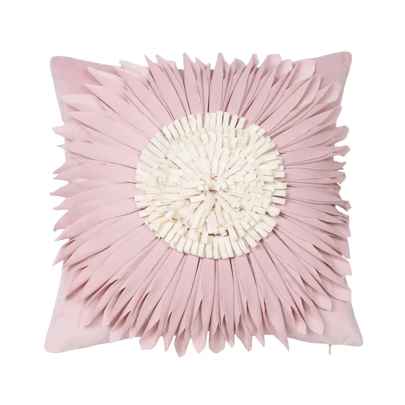 Funda de almohada de felpa con diseño de margarita pequeña y girasol, estilo corazón rosa, 30x50/45x45CM, funda de cojín de terciopelo floral 3D para decoración del hogar de niñas