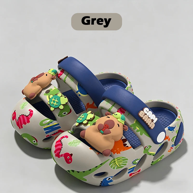 Zapatos de Jardín para Niños con Diseño de Dinosaurio y Capibara, Sandalias Suaves Antideslizantes para Niños, Chanclas Transpirables para Playa y Piscina
