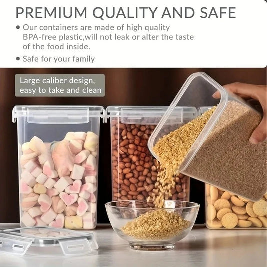 Contenedores herméticos de almacenamiento de alimentos, contenedores de almacenamiento de despensa de cocina para azúcar, harina y suministros para hornear, accesorios de cocina, 6 uds.