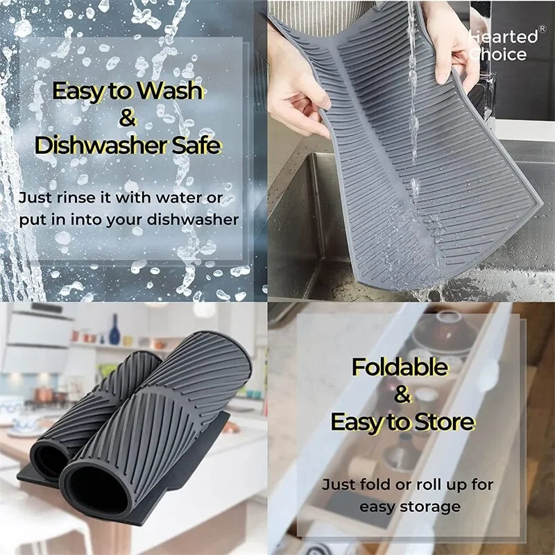 Almohadilla de drenaje de silicona para secado de ollas, tapete para escurrir platos para vajilla de cocina, esteras antideslizantes, posavasos antiescaldaduras, utensilios de cocina, 1 ud.