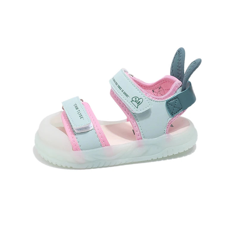 Sandalias de dibujos animados para niños y niñas, zapatos de playa suaves, informales, antideslizantes, color rosa verdoso, de 2 a 12 años