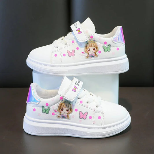 Zapatillas-zapatos informales para chico, zapatillas de deporte para niño, zapatos superiores de cuero para niña, zapatos blancos pequeños para niño, primavera 2023