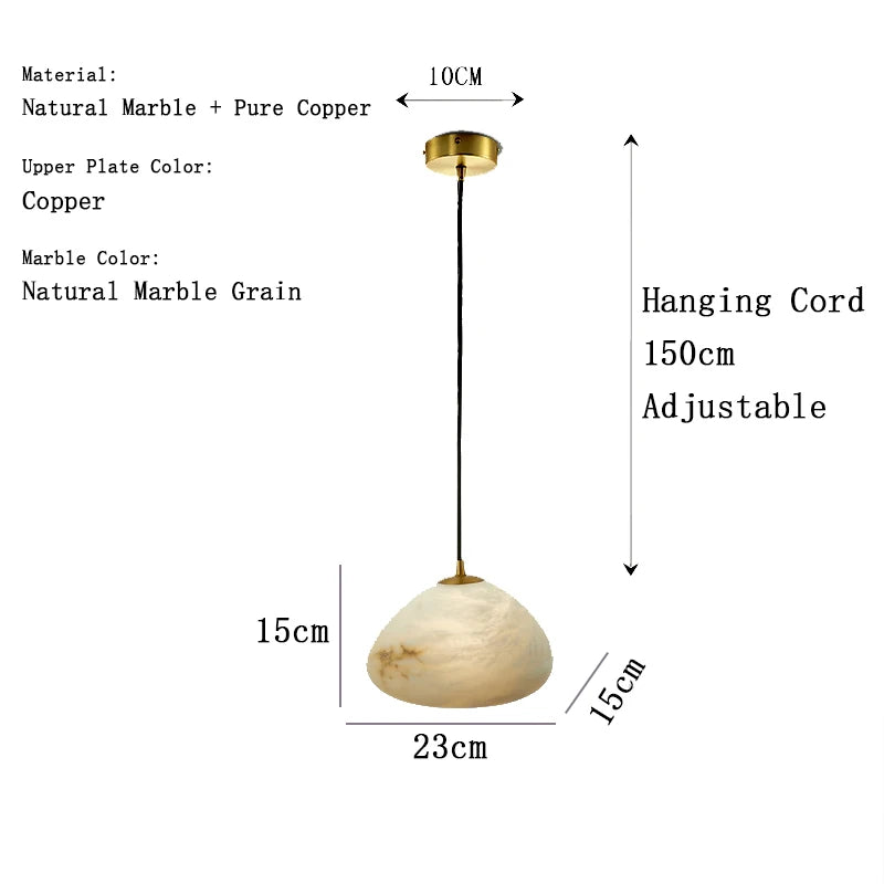Iluminación colgante de piedra de mármol de alabastro de diseño moderno de alta gama, lámpara de decoración de escalera de isla de cocina española, lámpara de techo LED