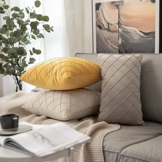 Funda de cojín de terciopelo suave, Funda geométrica Cojin de 45 × 45cm, Funda de almohada decorativa para muebles de Patio para sofá y balcón