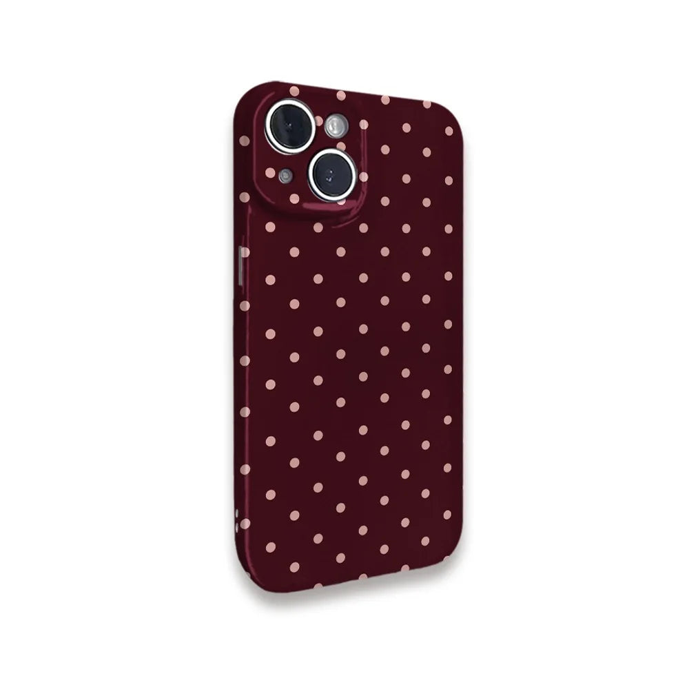 Funda de teléfono Ins marrón rojo lunares para IPHONE 16 15PRO MAX 14 PLUS 13 12 MINI 11 acrílico TPU dos en uno fundas de teléfono magnéticas