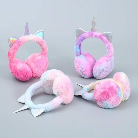 Calentadores de orejas de invierno para niños de 2 a 6 años, orejeras de unicornio de felpa suave, protección para los oídos en colores Pastel para clima frío para niñas y niños, fiesta de cumpleaños
