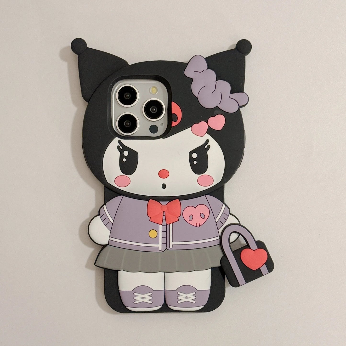 Funda de teléfono Kuromi con dibujos animados en 3D para iPhone 17 Pro17 16 15 14 13 12 11 Pro Max 16 Plus, fundas de teléfono de silicona suave a prueba de golpes