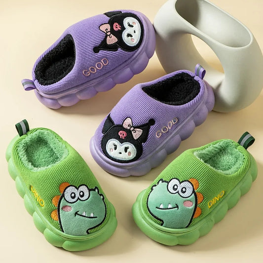 Otoño Invierno niños zapatillas de algodón niños pequeños interior antideslizante cálido Zapatilla de casa niños niñas bebé lindo zapatos de felpa de dibujos animados