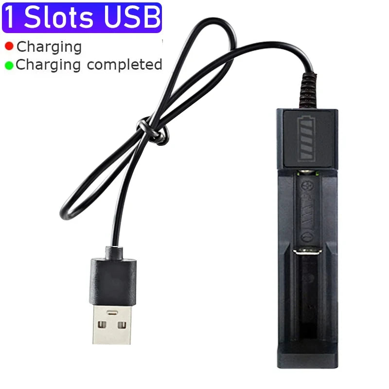 Cargador de batería 18650, 1/2/4 ranuras, carga Dual 18650, batería de litio recargable de 3,7 V, cargador USB para 16340 14500 18650