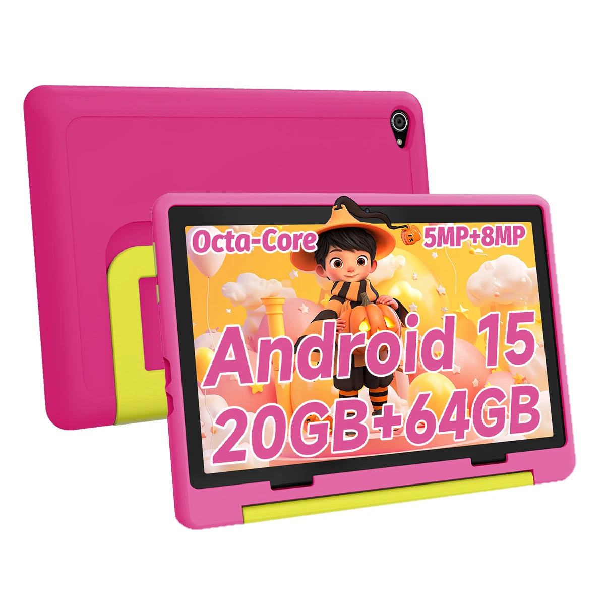 Tablet Infantil de 10 Pulgadas, Android 15, 20GB de RAM, 64GB de ROM, Expandible a 128GB, 5000mAh, 8 Núcleos, WiFi, Bluetooth, Regalo para Niños, Software KIDOZ