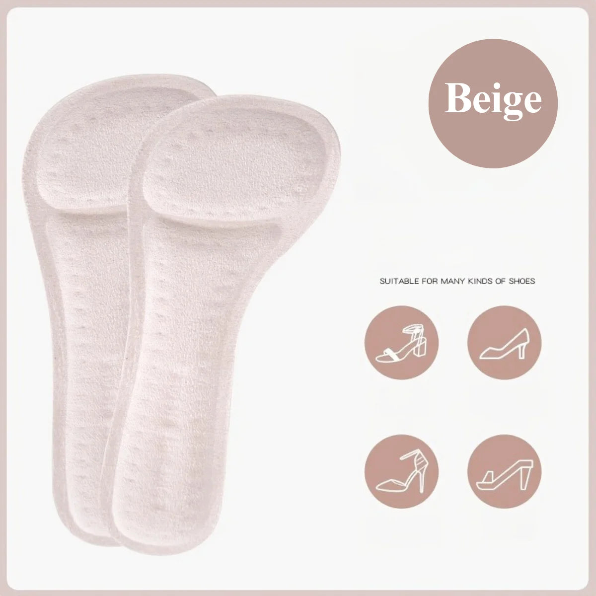 1 par de plantillas antideslizantes que absorben los golpes para mujer | Cojines de zapatos autoadhesivos suaves con control de olores para tacones altos y bombas