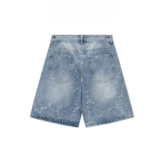 Pantalones Cortos Vaqueros Vintage para Hombre, Estilo Retro Americano, Cintura Alta, Corte Holgado, Cinco Pulgadas, Casuales, Verano