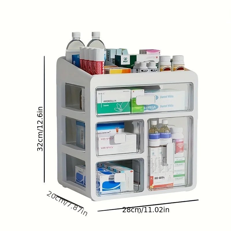 1 botiquín para el hogar, administrador de medicamentos para el hogar, caja de almacenamiento multiusos para medicina médica de gran capacidad tipo cajonera