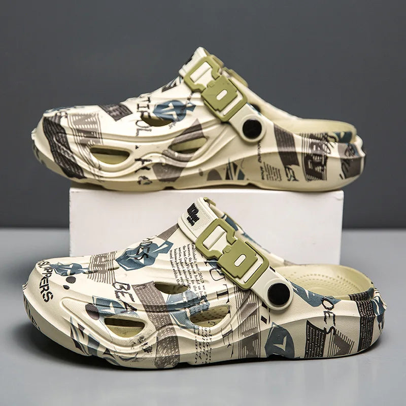 Nuevos zuecos para hombre, zapatos de verano de diseño lujoso, sandalias para caminar a diario en la playa, calzado interior, talla 39-46, zapatos cómodos para hombre, zapatillas