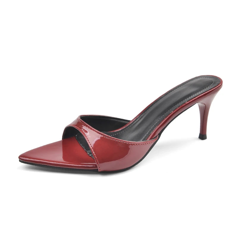 Tacones altos para mujer, moda de verano para mujer, tacones de aguja clásicos puntiagudos con punta abierta, sandalias sexis de fiesta para mujer