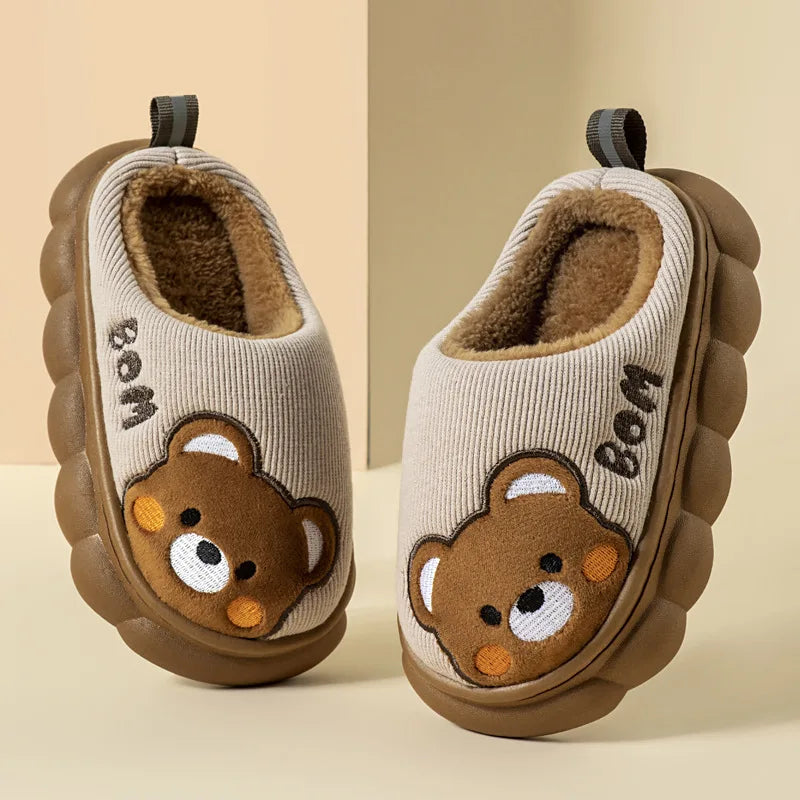 Otoño Invierno niños zapatillas de algodón niños pequeños interior antideslizante cálido Zapatilla de casa niños niñas bebé lindo zapatos de felpa de dibujos animados