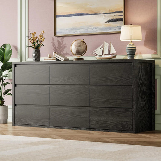 Cómoda moderna de 9 cajones de la marca GarveeLife, ideal para el dormitorio: amplia cómoda de madera, gran espacio de almacenamiento, mueble versátil para la sala de estar, el pasillo o la entrada.