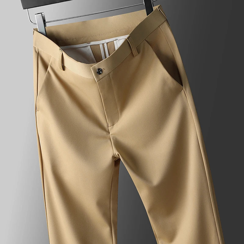 Pantalones Casuales de Negocios para Hombre con Elasticidad en Cuatro Direcciones, Pantalones de Vestir para Primavera/Otoño, Pantalones Formales, Pantalones Casuales Elásticos