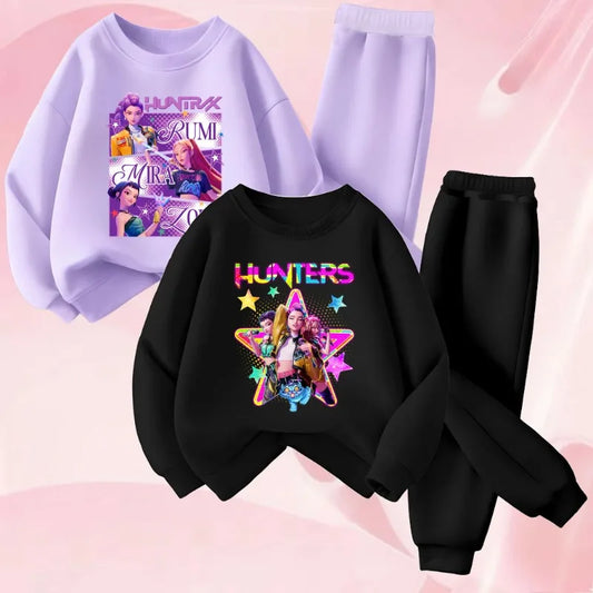 Conjuntos de 2 Piezas para Niñas, Primavera-Otoño, con Estampado de Dibujos Animados, Conjuntos de Sudadera y Pantalones Deportivos para Niños, Conjuntos Casuales para Bebés y Niños Pequeños