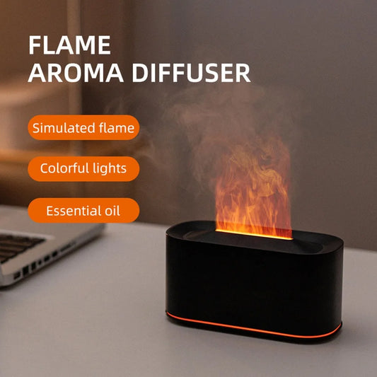 Difusor de Aceites Esenciales, Humidificador con Llama de Vapor de Agua de Colores para Aromaterapia, Máquina de Aromaterapia para Habitaciones, Difusor con Efecto de Llama