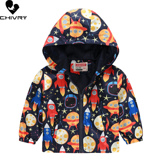 Chaqueta impermeable con capucha para niños y niñas, cortavientos con cremallera y estampado de dinosaurio de dibujos animados, a la moda, novedad
